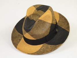 Men's Bruno Capelo Genuine Straw Fedora Hat Cubano CU405 Black/Natural image 2
