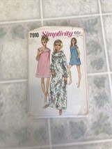 Vintage Simplicity Pattern 7910 Nightgown Pajamas Bloomers 60&#39;s UnCut Sz... - £13.00 GBP