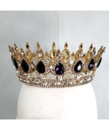 Signed K &amp; K Luxury Retro Purple Crystal Bridal Crown Baroque Rhinestone... - $79.42 CAD