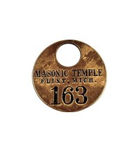 Vintage Masonic Temple Metal Coat? Tag Fob Flint MI #163 - $28.71