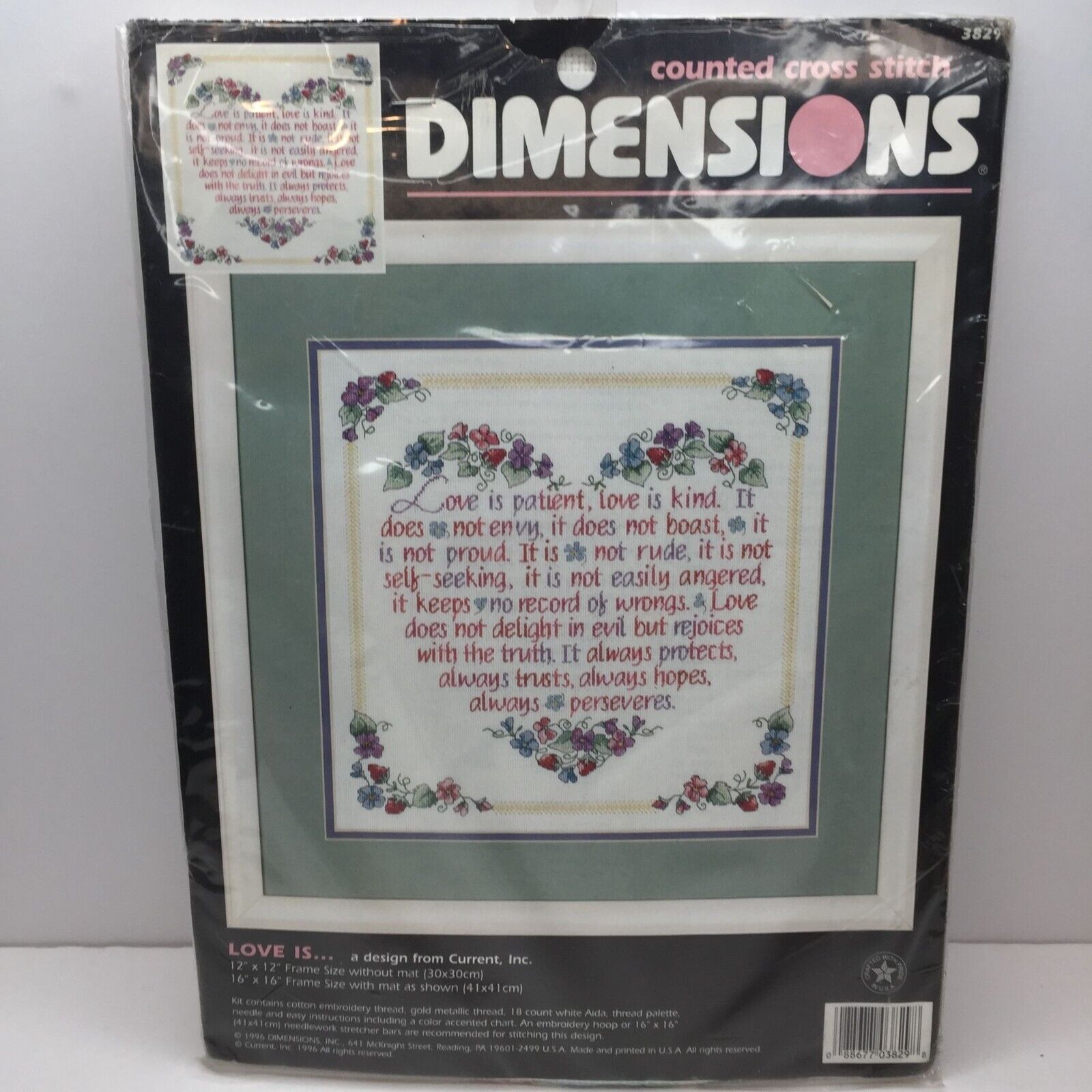 Current Inc Dimensions Counted Cross Stitch Kit Love Is.. 12"x12" Sewing Project - $19.99