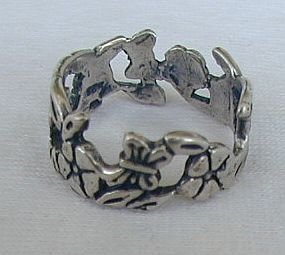 Silver flower ring A