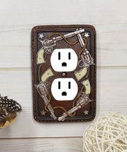 Set of 2 Western Cowboy Six Shooter Pistols Double Receptacle Outlet Wall Plates - £21.17 GBP