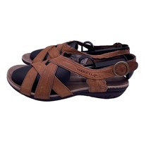 Merrell Bassoon Strappy Outdoor Comfort Heel Sandals Leather Tan Womens ... - $37.61
