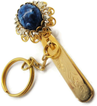 Keychain Clip On Key Finder Blue Marble Color Dangle Keyring Purse Bag A... - £23.67 GBP