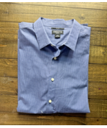 Claiborne Dress Shirt Mens XXL Slim Fit Dark Blue/White Plaid Long Sleev... - $11.30