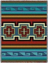 72x54 SARKOY Blue Southwest Tapestry Afghan Throw Blanket - £49.61 GBP