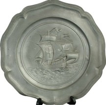 Plate Sailing Boat Pewter Vintage 1950 French Decorative - £46.42 GBP