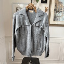 Vintage 70s Pebble Beach Sportswear Grey Zip Sweater Cardigan Jacket XL - $36.00