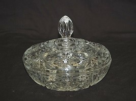 Old Vintage Anchor Hocking Eapg Prescut Star Of David Clear Candy Dish &amp; Lid Mcm - £23.73 GBP