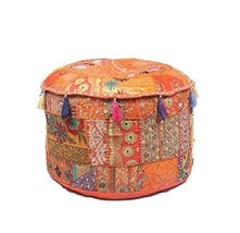 Indian Handmade Cotton Vintage Ottoman Pouf Cover Patchwork Foot Stool Cover - £22.14 GBP