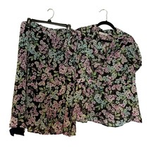 Sag Harbor Womens Large 2 Pc Dress Set outfit Short Sleeve Button Up Shirt Blous - £19.54 GBP