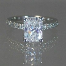 Solid 14k White Gold 2.80Ct Radiant Cut Simulated Diamond Engagement Ring Size 6 - £202.53 GBP