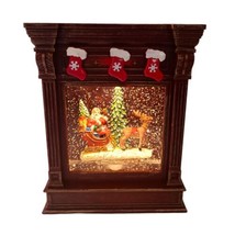 Fireplace Snow Globe LED Lighted Santa Sled Mantel Reindeer Y2K Christmas Winter - £39.54 GBP
