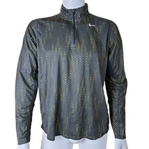 Nike Dri Fit 1/4 Zip Pullover Running Fitness Top Mens XL Gray Yellow Geometric - £13.93 GBP