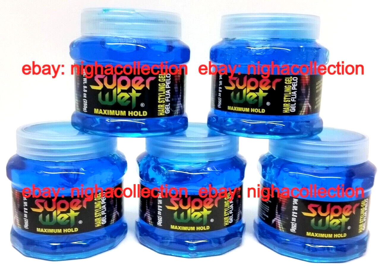 ( Lot 5 ) SUPER WET MAXIMUM HOLD HAIR STYLING GEL 8.8 Oz Each BRAND NEW - $29.58