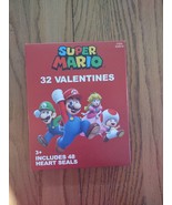 Super Mario 32 Valentine&#39;s Cards Includes 48 Heart Seals-Brand New-SHIP ... - £31.04 GBP