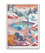 Pokemon Winter Hot Spring Japanese Edo Style Giclee Poster Print Art 12x... - £64.50 GBP
