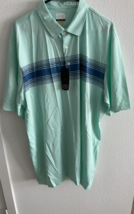 Greg Norman Men&#39;s Golf Polo shirt, XXL Aqua Striped NWT - £23.62 GBP