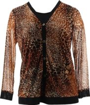 Susan Graver Printed Mesh-Button Front Cardigan (Ginger Spice, Small) A399619 - £22.79 GBP