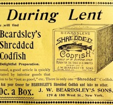 Beardsleys Shredded Cod Fish 1894 Advertisement Victorian Lent Snacks AD... - $17.50