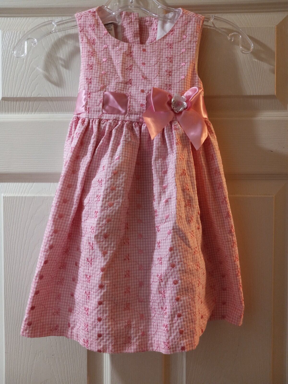 Primary image for Bonnie Jean Pink Gingham Bow Summer Dress Girls Size 4T