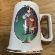Coca Cola Santa Vintage 1996 Christmas Mugs Gold Trim Different Designs - $9.90