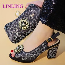 New Arrival BLACK Color Italian Shoes with Matching Bags for Women Nigerian Wome - £64.58 GBP