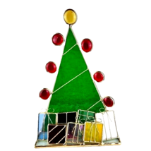 Stained Glass Christmas Tree Presents Tea Light Up NWT - £18.99 GBP