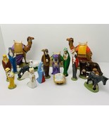 Vintage Ceramic Nativity Set Painted 17 Piece Camel Wisemen Livestock Ex... - €84,85 EUR