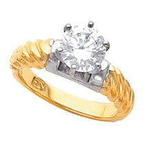 Round Diamond Ring 14k Two Tone Gold (2.02 Ct F SI3(K.M) Clarity) IGL  - £4,824.48 GBP