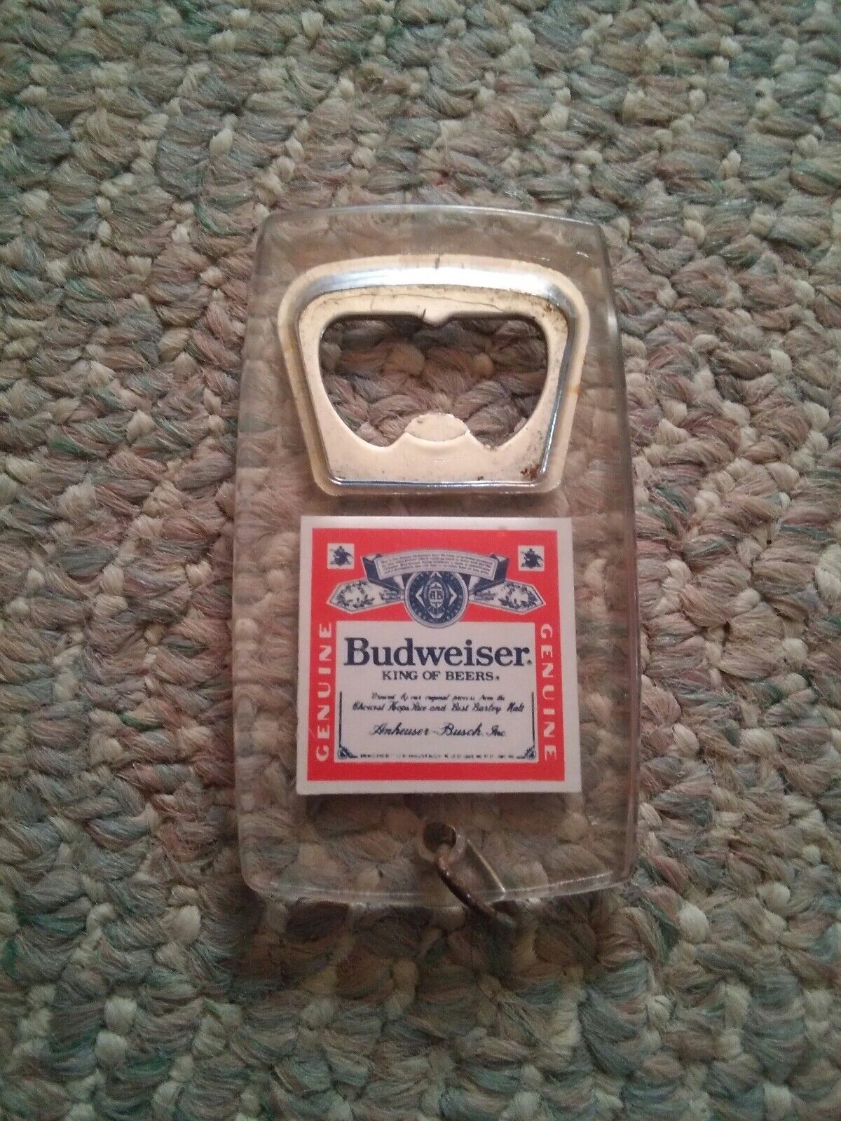 Primary image for 044 Vtg Budweiser King of Beers Bottle Opener Clear Plastic