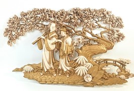c.1973 Burwood Products #498 Man Woman W Flutes Under A Bonsai Tree, 36&quot;... - $104.00