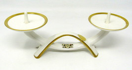 Bavarian Candle Holder Double Porcelain Alka Schlemper German Echt Gold ... - $58.34
