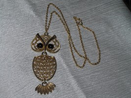 Vintage Goldtone Chain with Coventry Marked Large Reticulated Owl Pendant Neck - £8.30 GBP