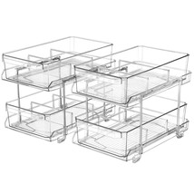2 Set, 2 Tier Clear Organizer With Dividers For Cabinet / Counter, Multiuse Slid - £37.95 GBP