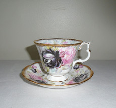 Royal Albert Summer Bounty Series Tourmaline Footed Tea Cup and Saucer - $94.05