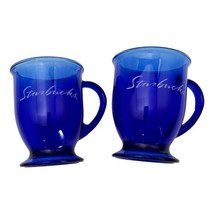 Starbucks Blue Mugs Lot 2 Glass 16 oz Lot 2 Anchor Hocking Pedestal Foot... - $52.38