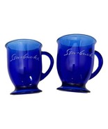 Starbucks Blue Mugs Lot 2 Glass 16 oz Lot 2 Anchor Hocking Pedestal Foot... - $52.38