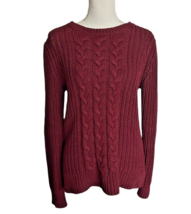 Nautica Womens M Burgundy Maroon Cable Knit Sweater Crewneck Chunky Swea... - $12.85