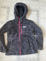 32 Degrees Kids Black with Pink Accents Full Zip Sherpa Hooded Jacket Size 7/8 - £14.65 GBP