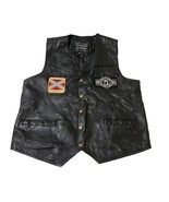 Navarre Italian Stone Biker Vest w/Patches Womens Size L Genuine Black L... - £62.53 GBP