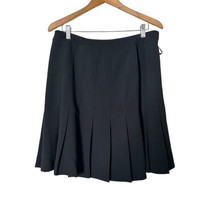 Worthington Women&#39;s Black Pleated Knee Length Skirt Lined Zip Up Size 14 - £14.94 GBP