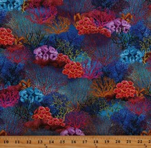 Cotton Coral Reef Water Ocean Sea Fish Animals Fabric Print by the Yard D473.33 - £9.40 GBP