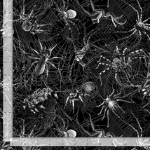 Cotton Spider Webs Bugs Black Cotton Fabric Print by the Yard D509.52 - $13.95