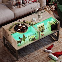 Bestier Glass Center Table With 20 Colors Led Lights, Disapaly Living Room Table - £186.40 GBP