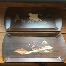 Vintage Lot of 2 Hasko Farmer Plowing w Horses &amp; Cross Country Skiier Wo... - $18.49