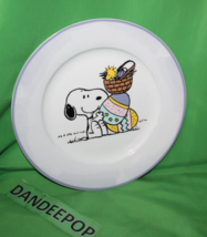 Peanuts Snoopy Dog Woodstock With Easter Egg Basket Ceramic Dinner Plate - $24.74