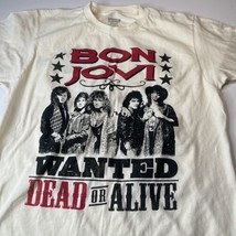 Bon Jovi T shirt Men Sz M Wanted Dead Or Alive Front Back Graphics Cream... - £12.48 GBP