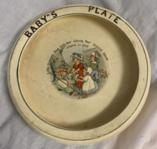 Vintage Roseville Pottery Juvenile Creamware Baby&#39;s Plate Bopeep Nursery - £8.80 GBP